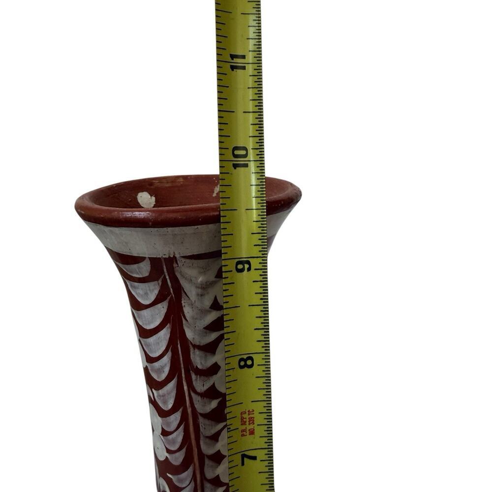 Mexican Pottery Bottleneck 9.5” Vase Floral Hand Painted Bohemian Signed R.C. - Picture 8 of 9